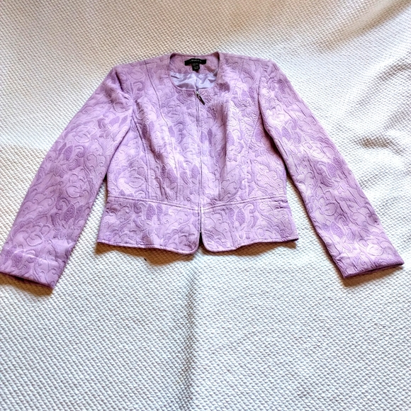 Louben Jackets & Blazers - Louben Lavender Flower Embroidered Zip Jacket Sz 4